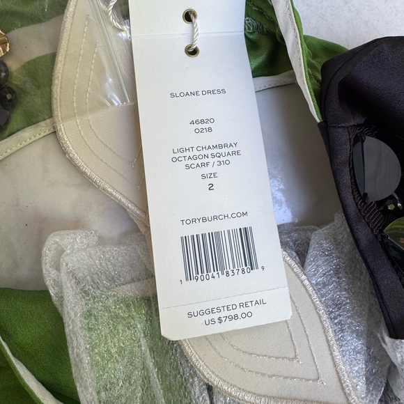 TORY BURCH SLOANE DRESS 46820 Light Chambray Octagon Square size 2 NWT - Picture 15 of 15